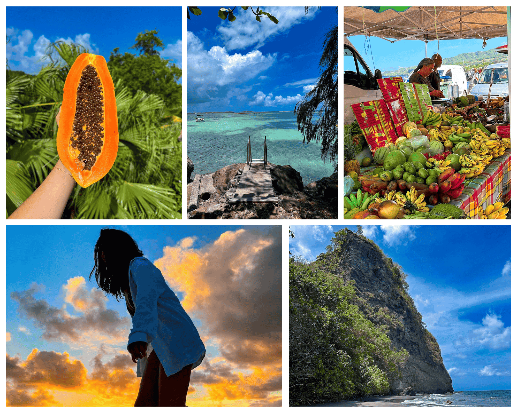 Mosaïque de photos de la carte interactive Martinique